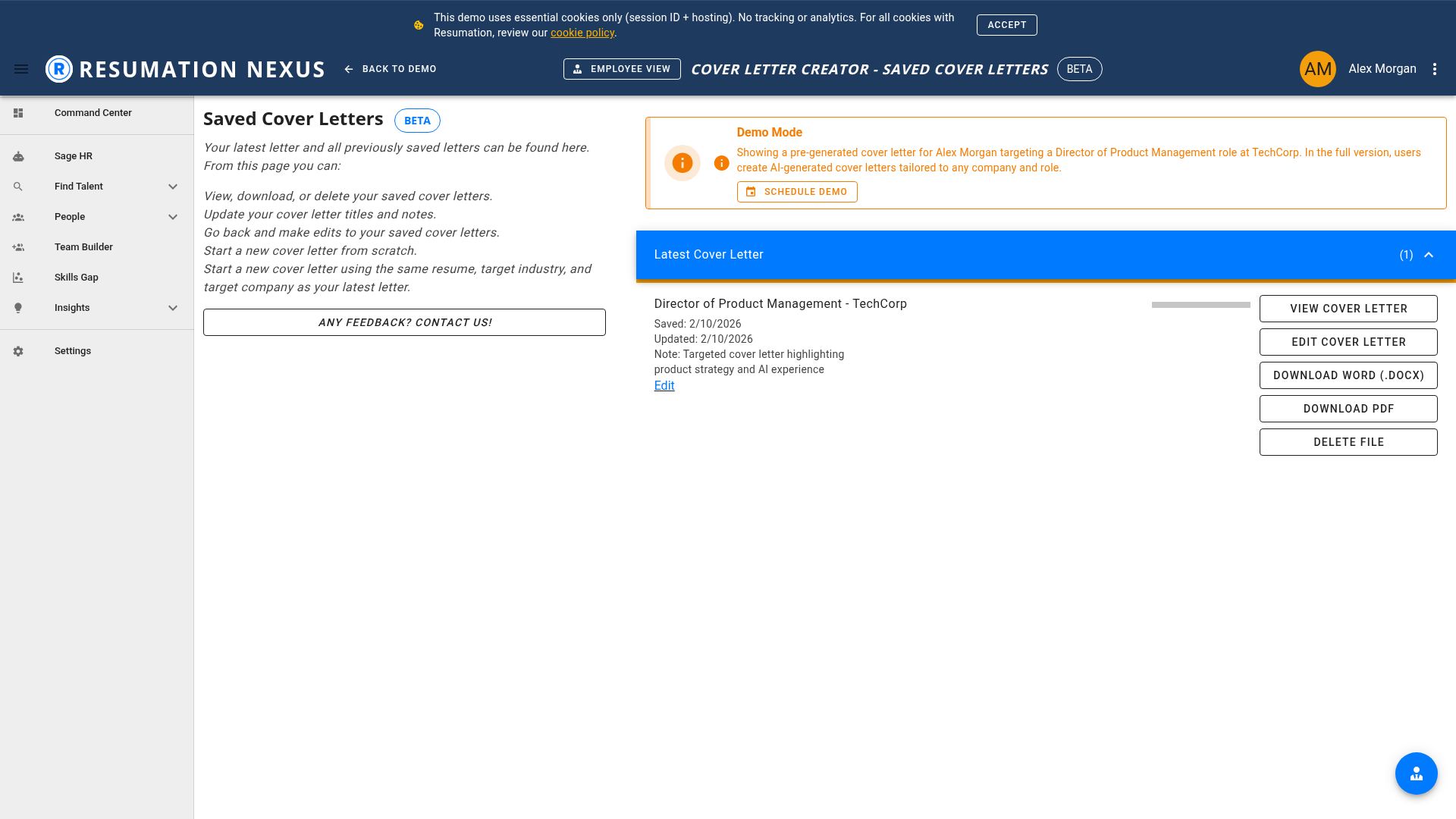Cover letter generator in Resumation — powered by your career evidence