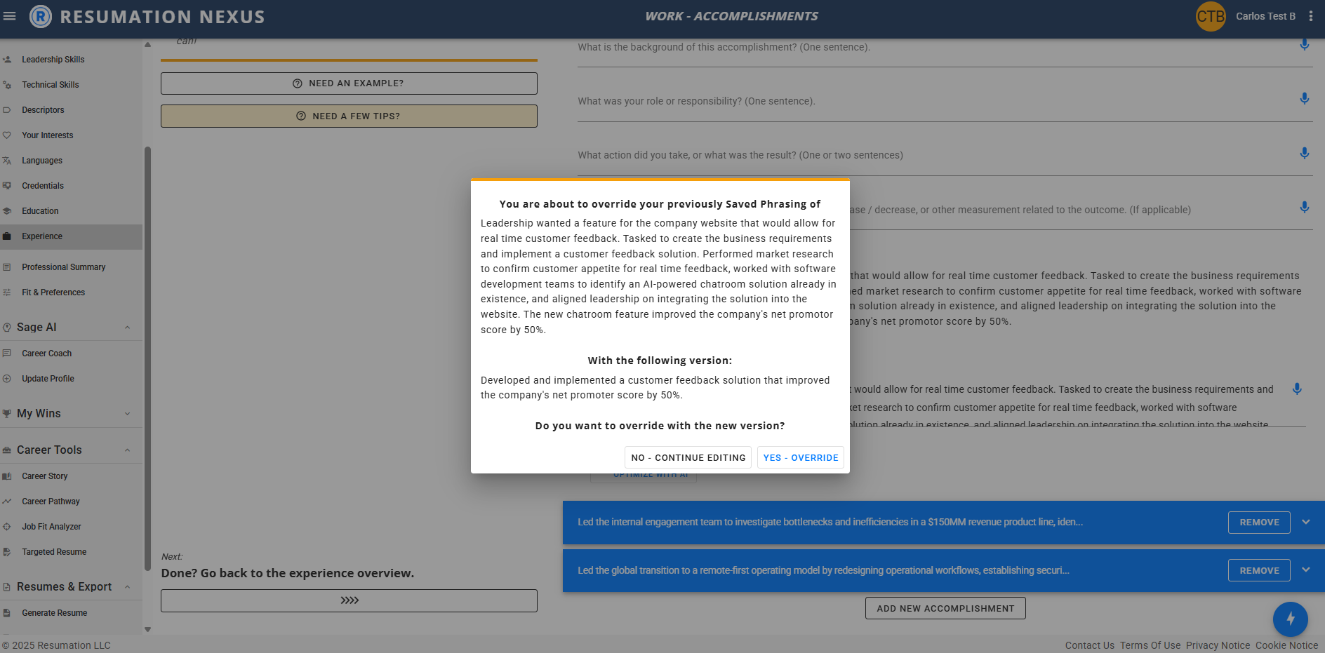 AI optimization in the Resumation career hub