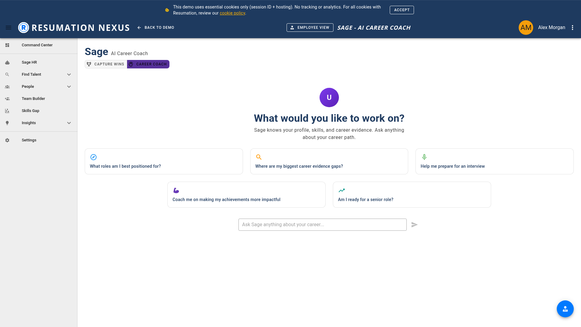 Sage AI career coaching in Resumation